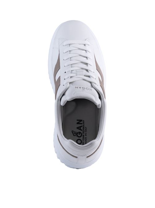 Sneakers H-Stripes in pelle Bianco Marrone HOGAN | HXM6450FE91 LE901GK